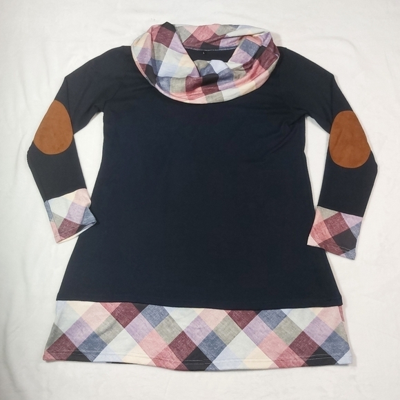 Unbranded Navy Cowl Neck Top Size Large - Picture 1 of 8